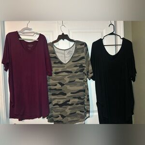 Torrid Super Soft Tunic Tee Bundle | 3 Pack | Plum Camo Black